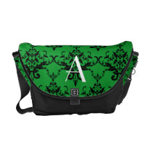 Monogram Green damask Courier Bag