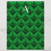Monogram Green damask Custom Flyer