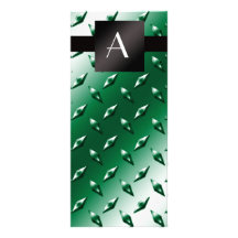 Monogram green diamond steel plate pattern rack cards