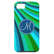 Monogram Groovy Blue Green Rainbow Slide Stripes iPhone 5 Covers