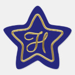 Monogram H in 3D gold Star Stickers
