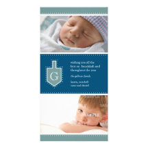 Monogram Hanukkah Dreidel Photo Card
