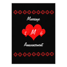 Monogram Heart Marriage  Announcement