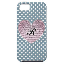 Monogram Heart Polka Dot iPhone 5 Case