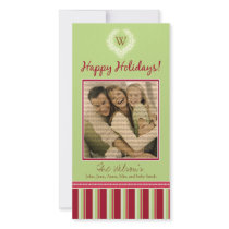 Monogram Holiday Photo Card Wreath-Stripes :: 09