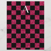 Monogram hot pink and black glitter checkered flyer