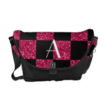 Monogram hot pink and black glitter checkered courier bags