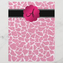 Monogram hot pink glitter giraffe print custom flyer