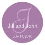 Monogram I Wedding Bride Groom Date Purple Sticker