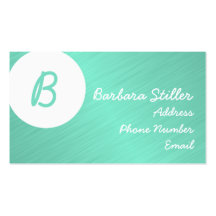 Monogram in Metallic Turquoise Business Card Template