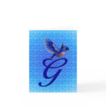 Monogram Initial G Elegant Bluebird Card