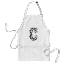 Monogram Initial Letter Distressed C Apron