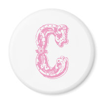 Monogram Initial Letter Pink Distressed C Refrigerator Magnets