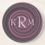 Monogram Initials Plum Swirls Drink Coaster