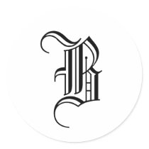 Monogram Invitation Seal "B"  Old English Black Stickers