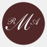 Monogram Invitation Seal Brown and White Stickers
