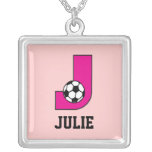 Monogram J in Soccer Pink Custom Jewelry