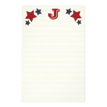 Monogram J / Initial J Stars & Stripes Stationery