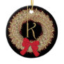 Monogram K Christmas Wreath Snowflakes Christmas Tree Ornaments
