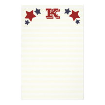 Monogram K / Initial K Stars & Stripes Stationery