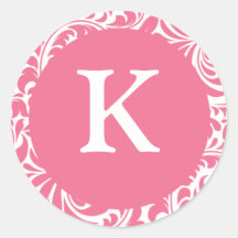 Monogram K Pink White Wedding Theme Monograms Invi Stickers