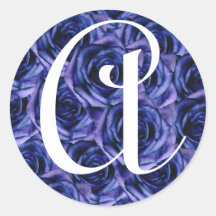 Monogram Letter A Blue Roses Sticker