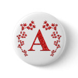 Monogram Letter A Red Leaves buttons