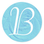 Monogram Letter B Aqua Blue Rose Embossed Sticker