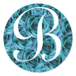 Monogram Letter B Blue Roses Sticker