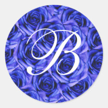 Monogram Letter B Blue Roses Sticker