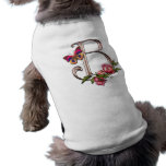 MONOGRAM LETTER B WITH ROSES AND BUTTERFLY DOG T-SHIRT