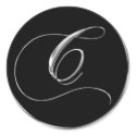 Monogram Letter C Sliver On Black Wedding Seal stickers