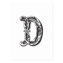 Monogram Letter D in Black Postcards