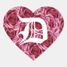 Monogram Letter D Pink Roses Sticker