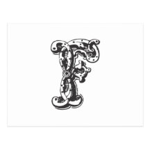 Monogram Letter F in Black Post Card