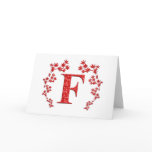 Monogram Letter F Red Leaves cards
