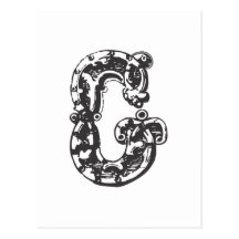 Monogram Letter G in Black Postcard