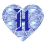 Monogram Letter H Blue Roses Sticker