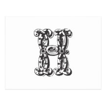Monogram Letter H in Black Post Card