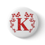 Monogram Letter K Red Leaves buttons