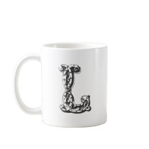 Monogram Letter L in Black Mugs