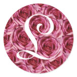 Monogram Letter L Pink Roses Sticker