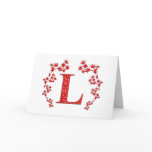 Monogram Letter L Red Leaves cards