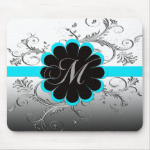 Monogram Letter M Blue Mouse Pads