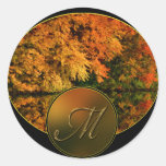 Monogram Letter M Fall Wedding Envelope Seals stickers