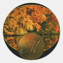 Monogram Letter M Fall Wedding Envelope Seals Stickers
