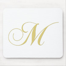 Monogram Letter M Golden Single Mouse Pads