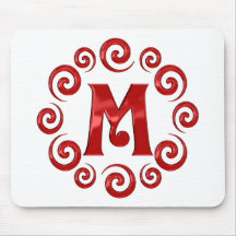 Monogram Letter M Red Mousepad