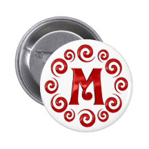 Monogram Letter M Red Pins