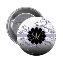 Monogram Letter M Violet Pinback Buttons